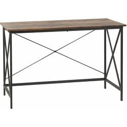 Beliani - Schreibtisch Dunkelbraun MDF-Platte Holzoptik 115 x 60 cm Metallgestell Schwarz rechteckig Industrial Style für Büro Wohnzimmer Jugendzimmer