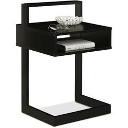 Beistelltisch, eckiger Nachttisch mit Fach, Holz & mdf, Schlaf- & Wohnzimmer, hbt: 60,5 x 40 x 34 cm, schwarz - Relaxdays