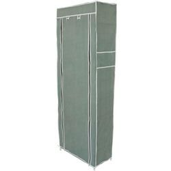 Garderobe und Schuhe Stoffschrank Faltschrank Kleiderschrank 60 x 30 x 160 cm grau mit Rolltore - Primematik