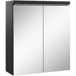 Badezimmer Spiegelschrank Toledo 60cm Schwarz – Stauraum Unterschrank Möbel zwei Türen Badschrank