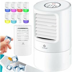 Kesser - 4in1 Mobile Klimaanlage Mini Klimagerät mit 7 Farben led Farben Ventilator Wassertank Timer 3 Stufen Ionisator Luftbefeuchter Weiß