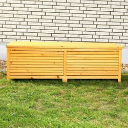 140CM Holz Auflagenbox Kissenbox Gartenbox Gartentruhe Auflagen Truhe Holztruhe