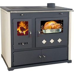 Eek a+ Kaminofen mit Backfach und Herdplatte Practik Lux Holzofen 9,5 kW Kamin Ofen Dauerbrandofen Werkstattofen Schwedenofen Hüttenofen Heizofen