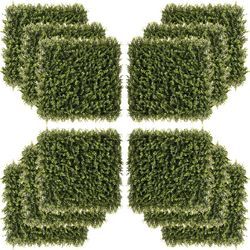 12 Stück künstliches Pflanzenwand Hecke 50x50 cm UV-Schutz Sichtschutz Schwimmer Gras Design Heckenpflanze für Garten Outdoor Dekor - Outsunny