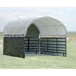 Shelterlogic - Weidezelt, Weideunterstand mit Seitenverkleidung 370 x 370 x 170 cm grün 370 x 370 x 170 cm (l x b x h) ohne Stahlgestell