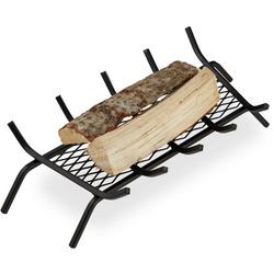 Kaminrost, eckig, Stahl, Kamin & Grillkamin, massiv & robust, Feuerrost mit Füßen, hbt: 17x69x34 cm, schwarz - Relaxdays