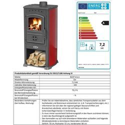 Eek a Kaminofen Rot Holzofen 7,2 kW Kamin Zar Ofen Dauerbrandofen Werkstattofen Schwedenofen Hüttenofen Heizofen