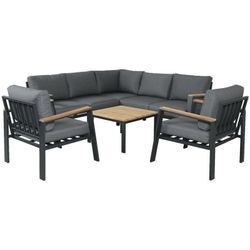 Wetterfestes Teakholz und Aluminium Ecklounge-Set Louisiana inklusive Kissen Ecklounge - Pure Home&garden