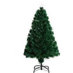 Weihnachtsbaum künstlicher Christbaum Tannenbaum Lichtfaser led Baum mit Metallständer, Glasfaser-Farbwechsler, grün, 120 cm - Homcom