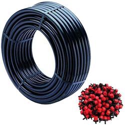 Tropfrohr, 16 mm x 100 m, Farbe Schwarz + 100 einstellbare Tropfer 0 bis 40 l/h Exclusives Angebot