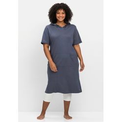 Relax-Shirtkleid mit Kängurutasche und Kapuze, indigo, Gr.40/42