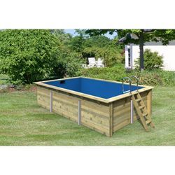 Karibu Rechteckiger kdi Massivholz Pool 350 x 530 cm Pool Leitern und Zubehör inklusive