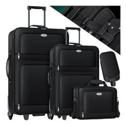 KESSER® 4tlg Trolley Kofferset Reisekoffer Set mit Rollen Komplettes Business 4er Set S M L XL Netzfach Rollen Teleskopgriff Koffer Reisetaschen Stoffkoffer Handgepäck