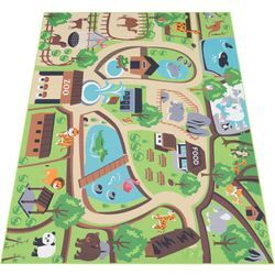 Kinder-Teppich Für Kinderzimmer, Spiel-Teppich, Zoo Mit Tiger, Bär, Löwe, Bunt 140x200 cm - Paco Home