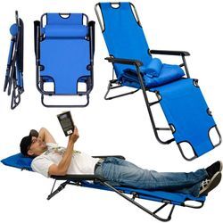 Amanka - Campingstuhl Liegestuhl Freizeitliege Sonnenliege Strandliege Campingliege Klappliege Liege incl. Auflage 178cm Blau