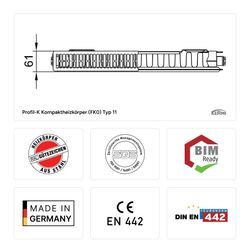 Kermi Profil-K Flachheizkörper Typ 11 Weiß 400x61x400mm mit Abdeckung 279W bei 75/65/20 Grad C FK0110404