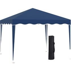 Outsunny - Faltpavillon Pavillon 3 x 3 m Gartenpavillon faltbar Partyzelt höhenverstellbar Gartenzelt mit Transporttasche UV-Schutz Stahl Oxford Blau