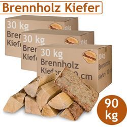 Flameup - Kiefer Brennholz Kaminholz 90 kg Holz Für Ofen und Kamin Kaminofen Feuerschale Grill Feuerholz 30 cm Holzscheite Wood Kammergetrocknet