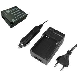 2in1 Set: Trade-Shop Kamera Li-Ion Akku 750mAh + Ladegerät mit kfz Adapter Ersatz für Leica BP-DC15-TK BP-DC15-U, CS-BLE9MC / Digitalkamera