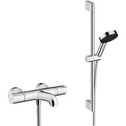 Hansgrohe - Ecostat Set Wannen-/Brausethermostat + XXL-Handbrause 105 mm 3 Strahlarten, Brauseschlauch 160 cm, Stange 65 cm