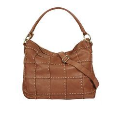 Samantha Look Shopper Damen Leder kariert, cognac