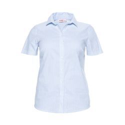 Stretch-Bluse mit kurzem Arm, leicht tailliert, hellblau-weiß, Gr.50