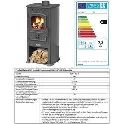 EEK A Kaminofen Anthrazit Holzofen 7,2 kW Kamin Zar Ofen Dauerbrandofen Werkstattofen Schwedenofen Hüttenofen Heizofen