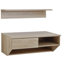 Wandregal FineBuy Hängeschrank mit Schweberegal Sonoma Eiche 75 cm Flur Regal