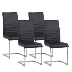 Albatros Freischwinger Stühle 4er Set BURANO, Schwarz - Esszimmerstuhl Schwingstuhl, modernes Design, Kunstleder-Bezug, dicke Polsterung - Küchenstuhl, Polsterstuhl, Stuhl Esszimmer Esstisch