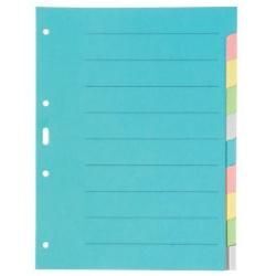 Blanko Register DIN A4 Farbig Sortiert Mehrfarbig 10-teilig Pappkarton 4 Löcher 10 Sätze