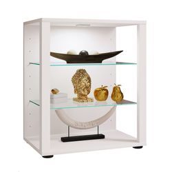 VCM Glasvitrine stehend Vitrine Glas mit ESG-Sicherheitsglas Maße ca. H. 60 x B. 52 x T. 35 cm Standvitrine Glas Modern und platzsparend Glas Vitrinenschrank – Glasol S