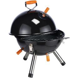 Spetebo - Mini Kugelgrill schwarz - 40 x 30 cm - Holzhohle Kuppel Tisch Grill klein