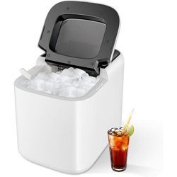 Goplus - Eiswürfelmaschine von 15 kg/24H, Eiswürfelbereiter mit 2 Würfelgroessen, 2L Wassertank, Selbstreinigungsfunktion, Ice Maker mit Eisschaufel