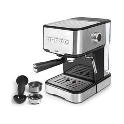 Lacor - Espresso-Kaffeemaschine mit 2 Kaffeeausläufen und Milchaufwärm-/Aufschäumfunktion, geeignet für gemahlenen Kaffee und Kaps