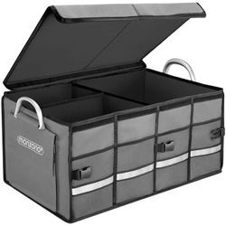 Kofferraumtasche Kofferraum Organizer Deckel 68L Trennwände wasserdicht faltbar verstärkte Wände rutschfest Auto Tasche 60x35x30cm Grau - Monzana