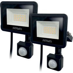 Set mit 2 20W LED-Projektoren Schwarzer Bewegungsmelder IP44 Température de Couleur: Blanc neutre 4000K