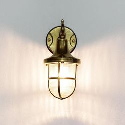 Licht-erlebnisse - Messinglampe Wandleuchte santorin für Außen Haus Hof