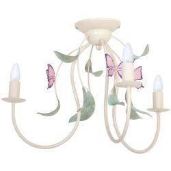 Licht-erlebnisse - Deckenlampe Weiß E14 Metall Floral Deckenleuchte