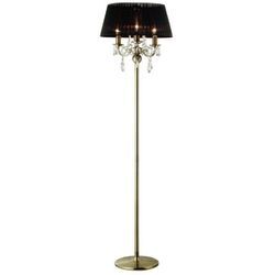 Inspired Diyas Olivia - Stehlampe mit schwarzem Schatten 3 Licht Antik Messing, Kristall