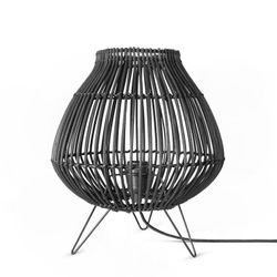 Rattan Pendelleuchte Wohnzimmer Tischleuchte Boho Käfig Lampe Nachttisch Metall Schwarz (Ø31 cm), Tischleute - Typ 2 - Paco Home