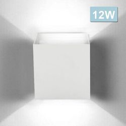 Led Wandlampe Außen Wandleuchte Modern Wandleuchten Wasserdicht Treppen Eingangsflur Lampe Square Up down Light Deko 12W Weiß Kaltweiß - Hengda