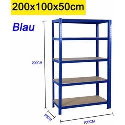 Dayplus - Blau Schwerlastregal Lagerregal Kellerregal Metall Werkstattregal Regal Steckregal ,Lagerregal mit 5 Regalböden,bis 875 kg belastbar