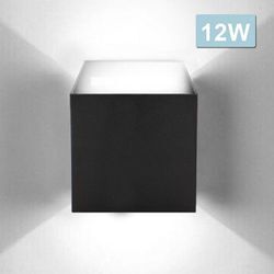 Led Wandlampe Außen Wandleuchte Modern Wandleuchten Wasserdicht Treppen Eingangsflur Lampe Square Up down Light Deko 12W Schwarz Kaltweiß - Hengda