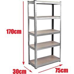 Dayplus - Schwerlastregal Werkstattregal Steckregal 5 Etagen Garage Regal Gewächshaus Utility Aufbewahrung Zuhause Rack 170cm x 75cm x 30cm - Verzinkt