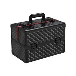 Schminkkoffer schwarz Kosmetikkoffer Alu Werkzeugkoffer Nagel Koffer Beauty Case 34,7 x 22,2 x 25 cm - Yaheetech