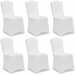 Deuba - detex® Stuhlhussen 6er Pack Stretch Stuhlbezüge Stuhl Hussen Bezug Überwurf Set Hochzeit Party Weihnachten weiß