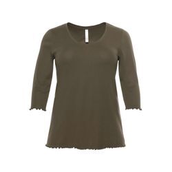 Shirt mit Babylock-Nähten, dunkelkhaki, Gr.52/54