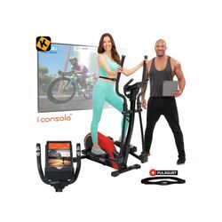 Miweba Sports Crosstrainer MC300, 21 kg Schwungmasse, verstellbar, Pulsgurt, mit App, Magnetbremse (Rot/Schwarz)