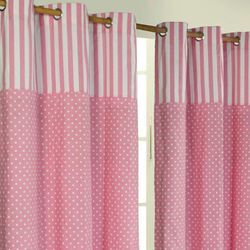 Gardinen Polka Dots & Streifen rosa 2er Set 228 x 137 cm - Homescapes