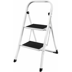 2 Step Ladder With Anti-Slip Mat Iron Frame Home DIY Stool